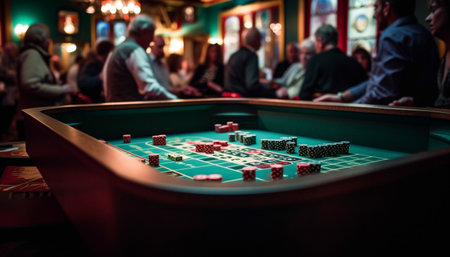 Men playing snooker in a pub bar generated by artificial intelligenceの素材