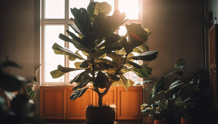 Indoor nature decor fresh flowers on table generated by artificial intelligenceの素材