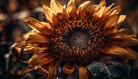 Vibrant sunflower blossom, beauty in nature circle generated by artificial intelligenceの素材