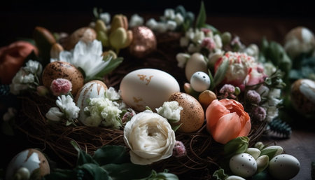 Springtime celebration Fresh flowers, organic decoration, homemade gift generated by artificial intelligenceの素材