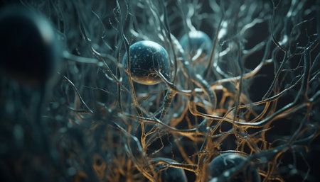 Molecular structure of a human nerve cell generated by artificial intelligenceの素材
