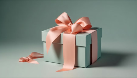 Ornate gift box tied with ribbon levitates generated by artificial intelligenceの素材