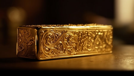 Shiny gold jewelry, a precious gem reflection generated by artificial intelligenceの素材