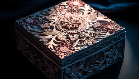 Ornate antique silk box exudes elegance and wealth generated by artificial intelligenceの素材