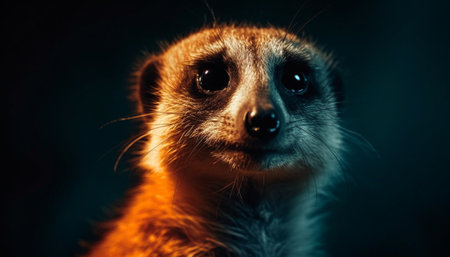 Fluffy lemur staring with alertness at camera generated by artificial intelligenceの素材