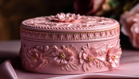 Elegant wedding table with ornate floral decoration generated by artificial intelligenceの素材