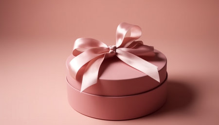 Shiny gift box wrapped in ornate satin generated by artificial intelligenceの素材