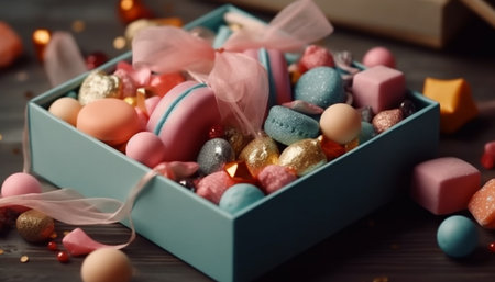 Homemade chocolate candy box, a childhood indulgence generated by artificial intelligenceの素材