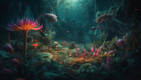 Deep sea diving reveals colorful underwater beauty generated by artificial intelligenceの素材