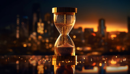 Sand flows through hourglass, deadline approaching fast generated by artificial intelligenceの素材