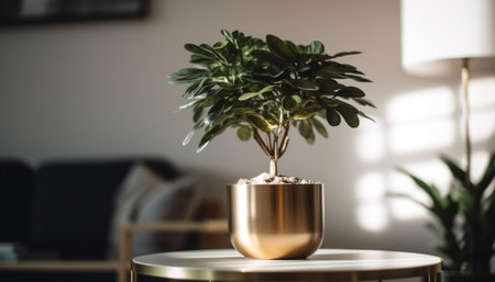 Fresh flower pot on modern table indoors generated by artificial intelligenceの素材