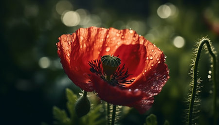 Vibrant wildflower in dewy meadow, close up generated by artificial intelligenceの素材