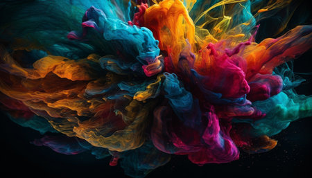 Fantasy underwater galaxy exploding in colorful chaos generated by artificial intelligenceの素材