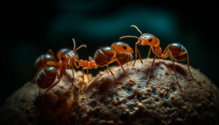 Fire ants carry food, working in unity generated by artificial intelligenceの素材