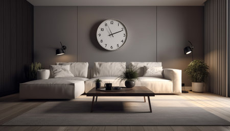 Comfortable bed, modern design, elegant decoration, luxury generated by artificial intelligenceの素材