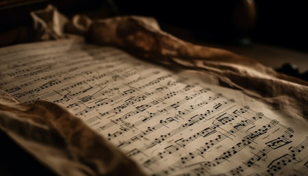 Ancient religious text, wisdom on parchment page generated by artificial intelligenceの素材