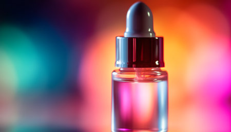 Scented liquid in glass bottle for aromatherapy generated by artificial intelligenceの素材