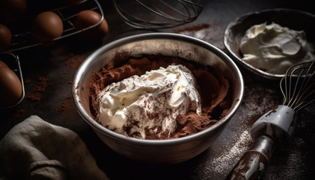 Homemade chocolate cookies baked with organic flour generated by artificial intelligenceの素材