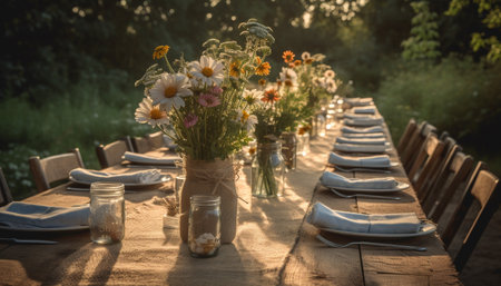 Rustic elegance in nature floral arrangement design generated by artificial intelligenceの素材