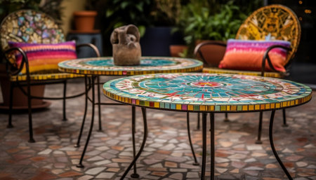 Rustic chair and rug add old fashioned elegance generated by artificial intelligenceの素材