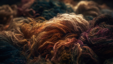 Fluffy wool in multi colored abstract pattern generated by artificial intelligenceの素材