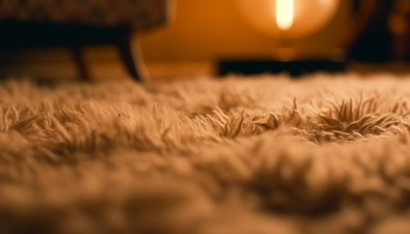 Fluffy rug and pillow add cozy comfort generated by artificial intelligenceの素材