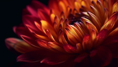Vibrant petals of a dahlia blossom close up generated by artificial intelligenceの素材