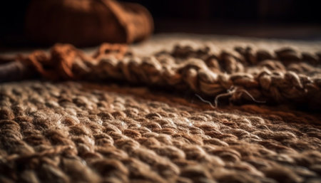 Fluffy wool rug woven with rustic elegance generated by artificial intelligenceの素材