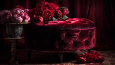 Pink bouquet on wooden table adds elegance generated by artificial intelligenceの素材