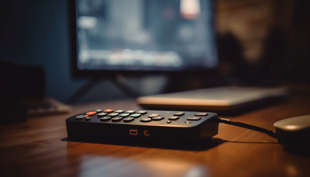 Modern technology controls home entertainment equipment wirelessly generated by artificial intelligenceの素材