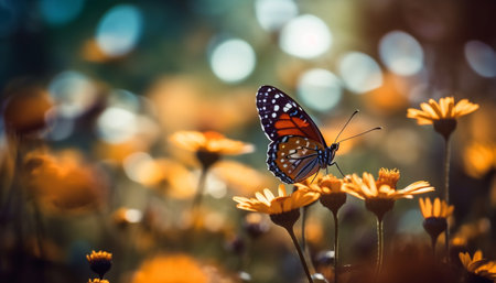 Vibrant butterfly wing in close up, natural beauty generated by artificial intelligenceの素材