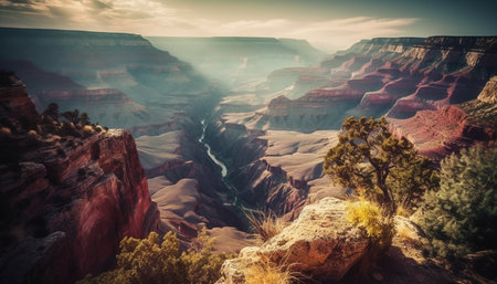 Majestic sandstone cliff, eroded by nature beauty generated by artificial intelligenceの素材