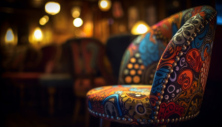 Multi colored chair adds elegance to modern decor generated by artificial intelligenceの素材