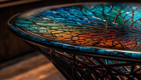 Abstract glass window design with vibrant colors generated by artificial intelligenceの素材