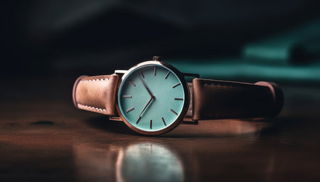 Shiny metallic wristwatch reflects success and elegance generated by artificial intelligenceの素材