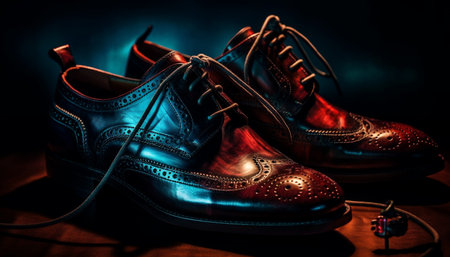 Luxury leather shoes reflect modern elegance and style generated by artificial intelligenceの素材