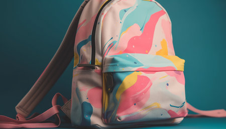 Vibrant colors adorn backpack for outdoor adventure generated by artificial intelligenceの素材