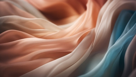 Smooth silk waves in vibrant multi color pattern generated by artificial intelligenceの素材