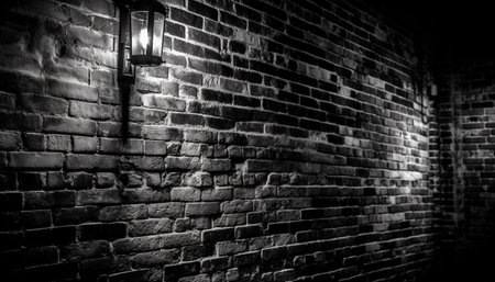 Weathered brick wall, rustic backdrop of history generated by artificial intelligenceの素材
