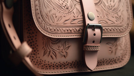 Leather suitcase buckle shines with old fashioned glamor generated by artificial intelligenceの素材