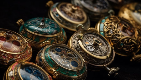 Shiny antique jewelry collection, a luxurious gift generated by artificial intelligenceの素材