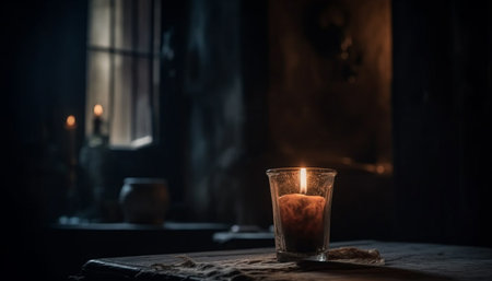 Candlelit winter celebration: gourmet cocktails, whiskey, and wine refreshments generated by artificial intelligenceの素材