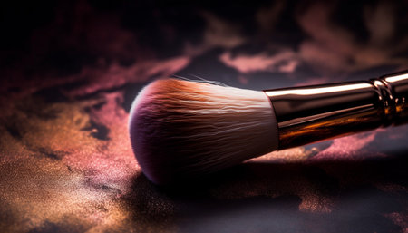 Beauty product paints elegance on human face with shiny reflection generated by artificial intelligenceの素材