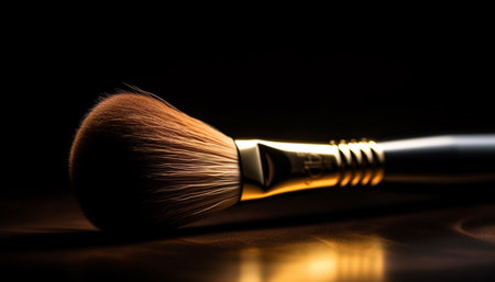 Shiny metal paintbrush adds creativity to beauty product collection generated by artificial intelligenceの素材