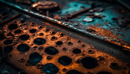 Obsolete equipment, rusty and old fashioned, in construction industry building feature generated by artificial intelligenceの素材