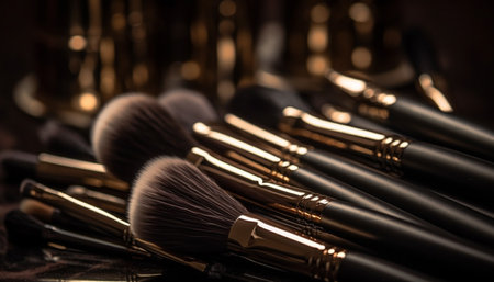 Beauty collection eyeshadow with mascara and eyeliner generated by artificial intelligenceの素材