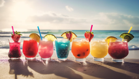 Drinking a refreshing margarita, a variation of summer cocktails generated by artificial intelligenceの素材