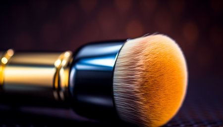 Make up artist applying multi colored eyeshadow with paintbrush in studio shot generated by artificial intelligenceの素材