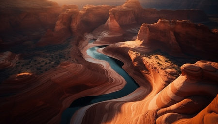 Antelope Canyon eroded rock formations showcase nature majestic beauty generated by artificial intelligenceの素材