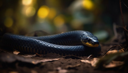 The viper spiral pattern and fangs evoke fear and danger generated by artificial intelligenceの素材